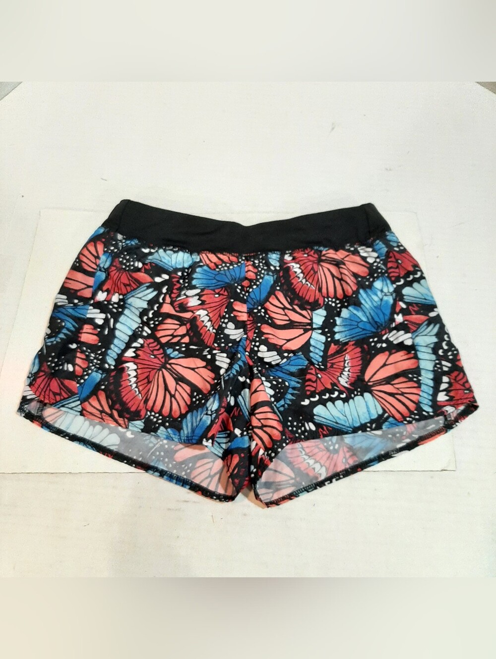 Athletic Works Girl's Large 10/12 Activewear Pink Blue Black Butterfly Shorts